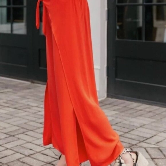 Young Fabulous & Broke On The Road Abigail Orange Wide Leg Side Slit Pants XS - Picture 3 of 12